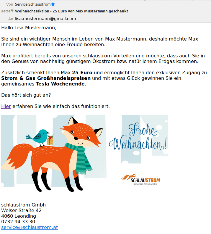 Testmail an den Freund